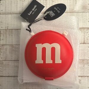 Nwt Kate spade red M&m smooth leather chain coin purse